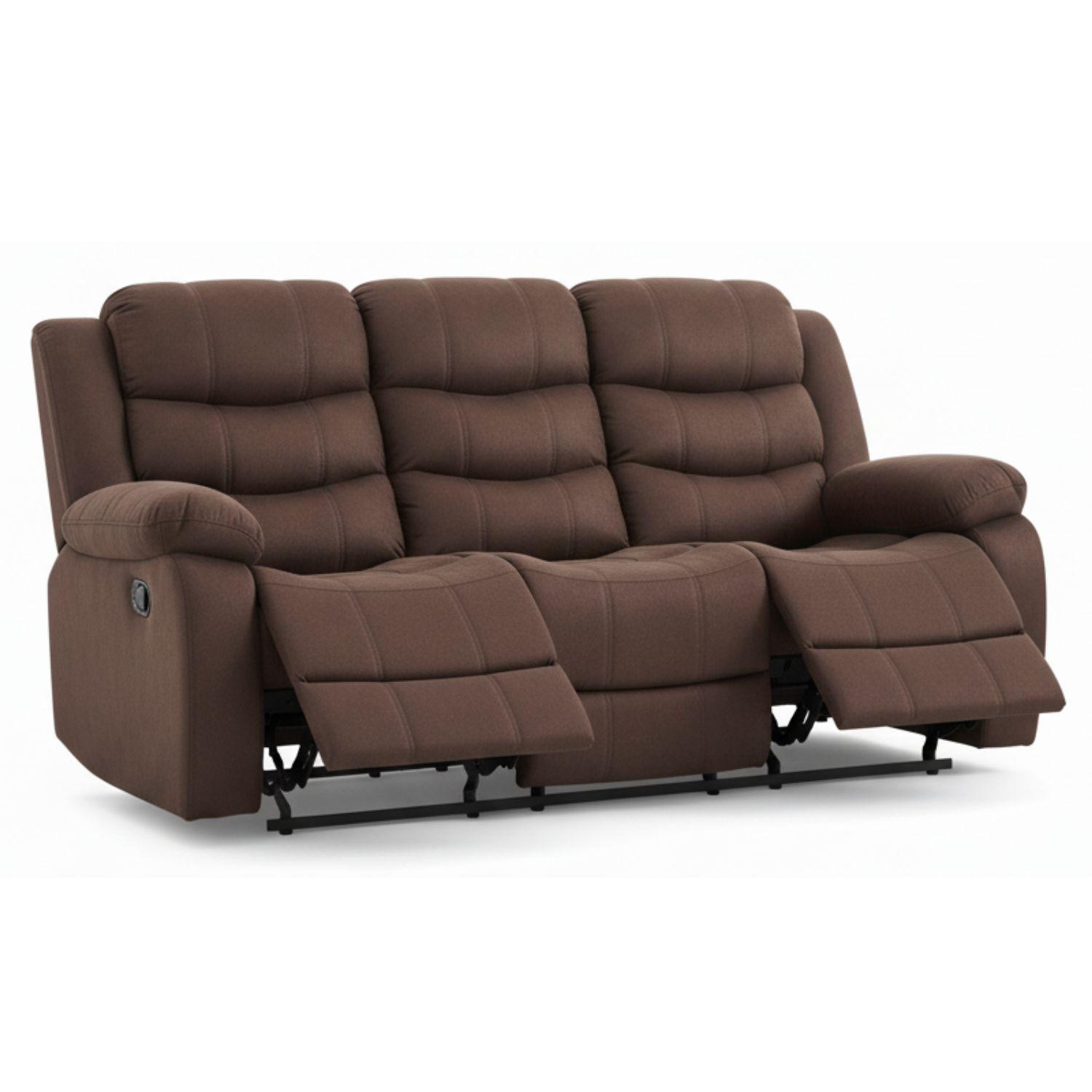 Sofá 3 Cuerpos Reclinable Tradicional Norman Café Oscuro 2011SDBR-5