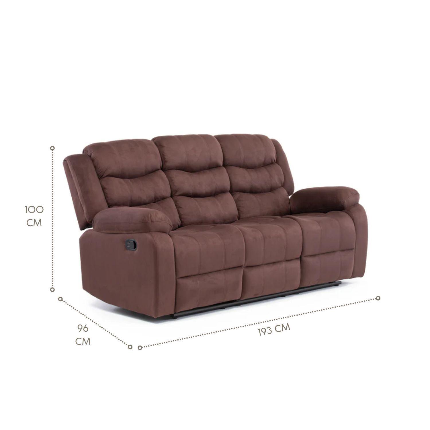 Sofá 3 Cuerpos Reclinable Tradicional Norman Café Oscuro 2011SDBR-6