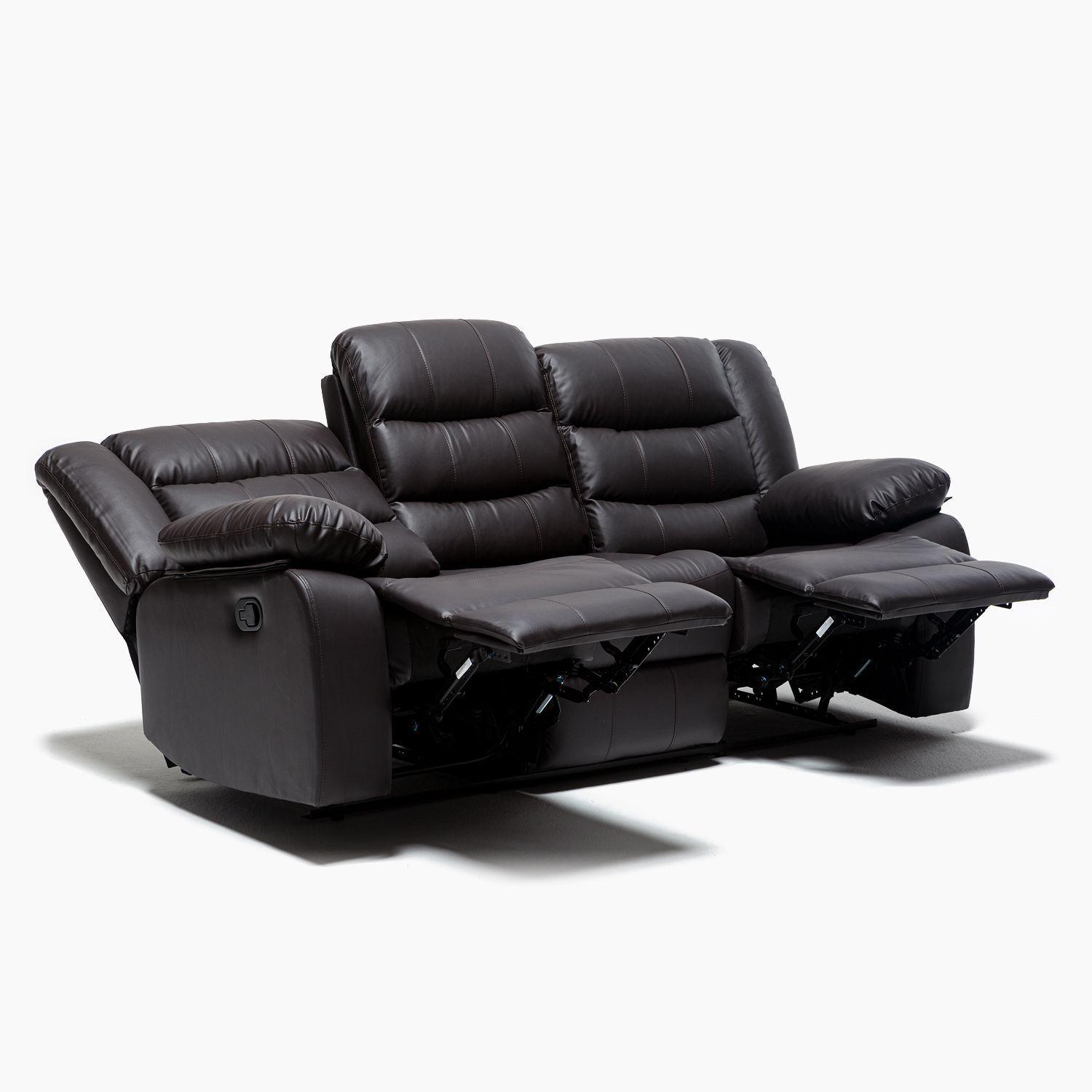 Sofa 3 Cuerpos Reclinable Portavasos Moderno Roma-3