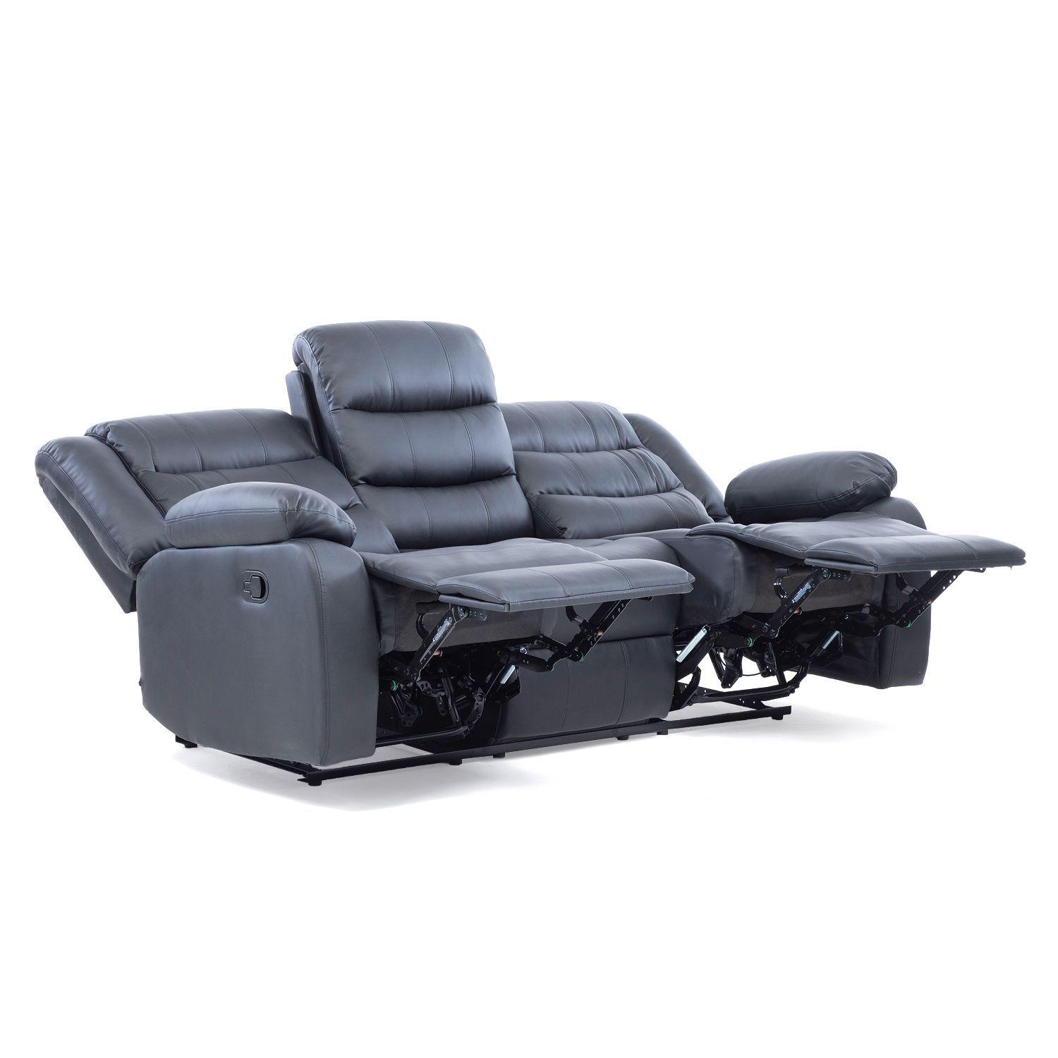 Sofa 3 Cuerpos Reclinable Portavasos Moderno Roma-5