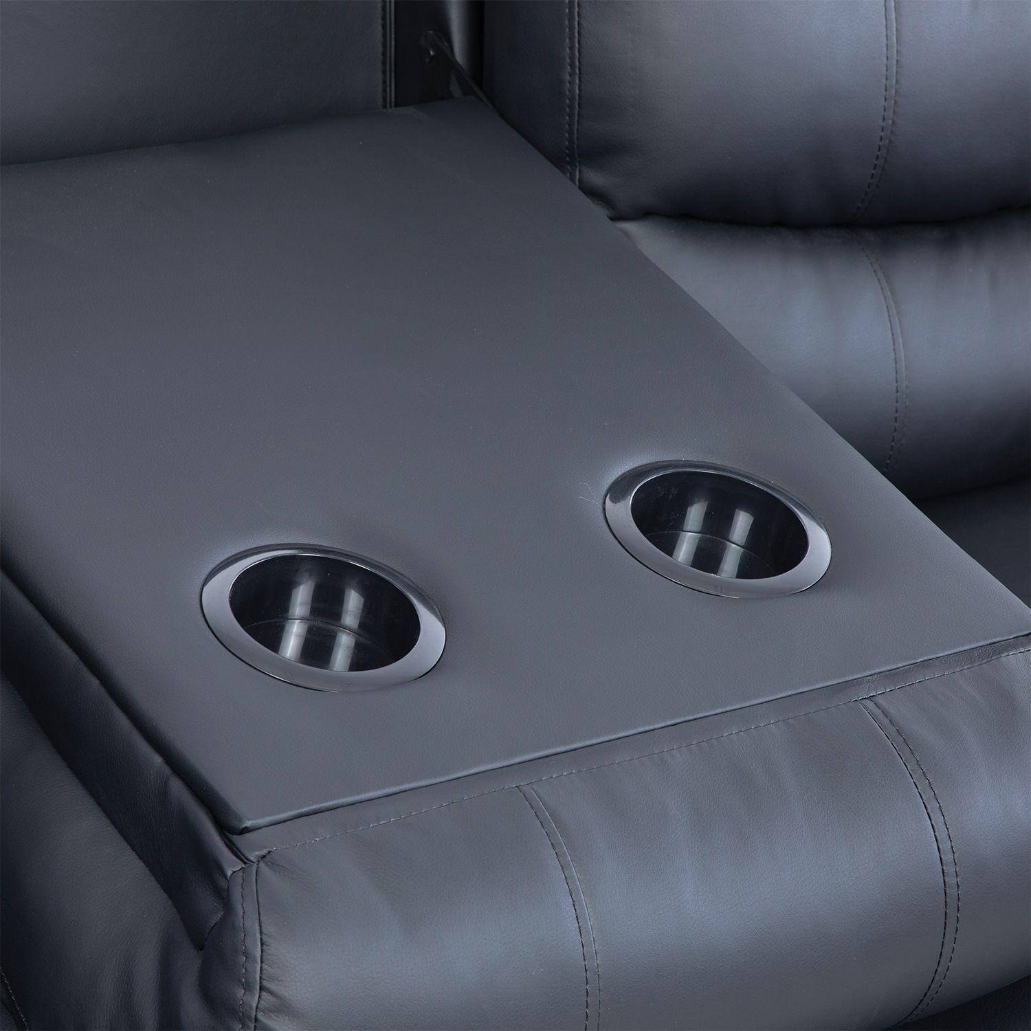 Sofa 3 Cuerpos Reclinable Portavasos Moderno Roma-7