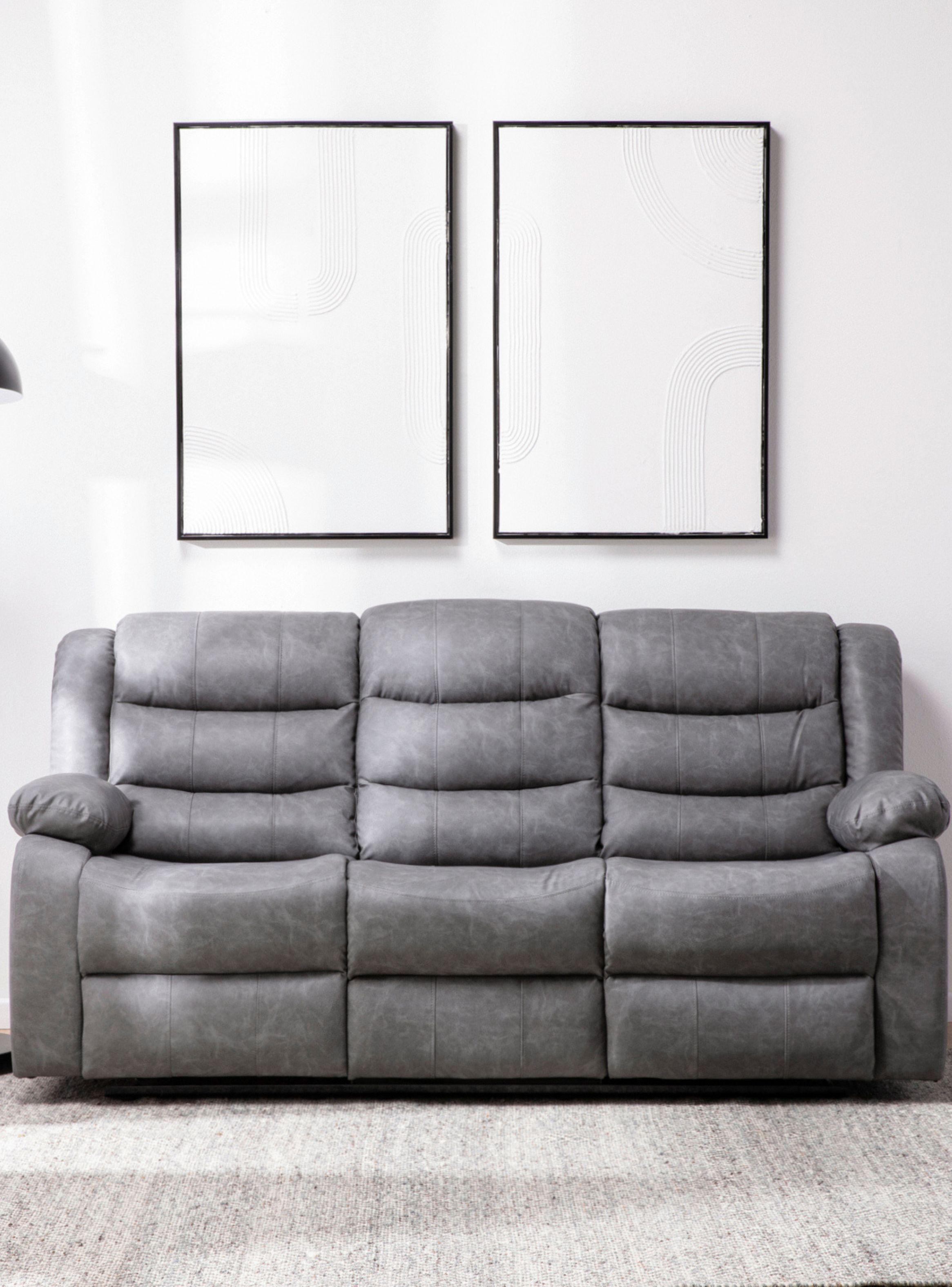 Sofa 3 Cuerpos Reclinable Portavasos Moderno Roma-1