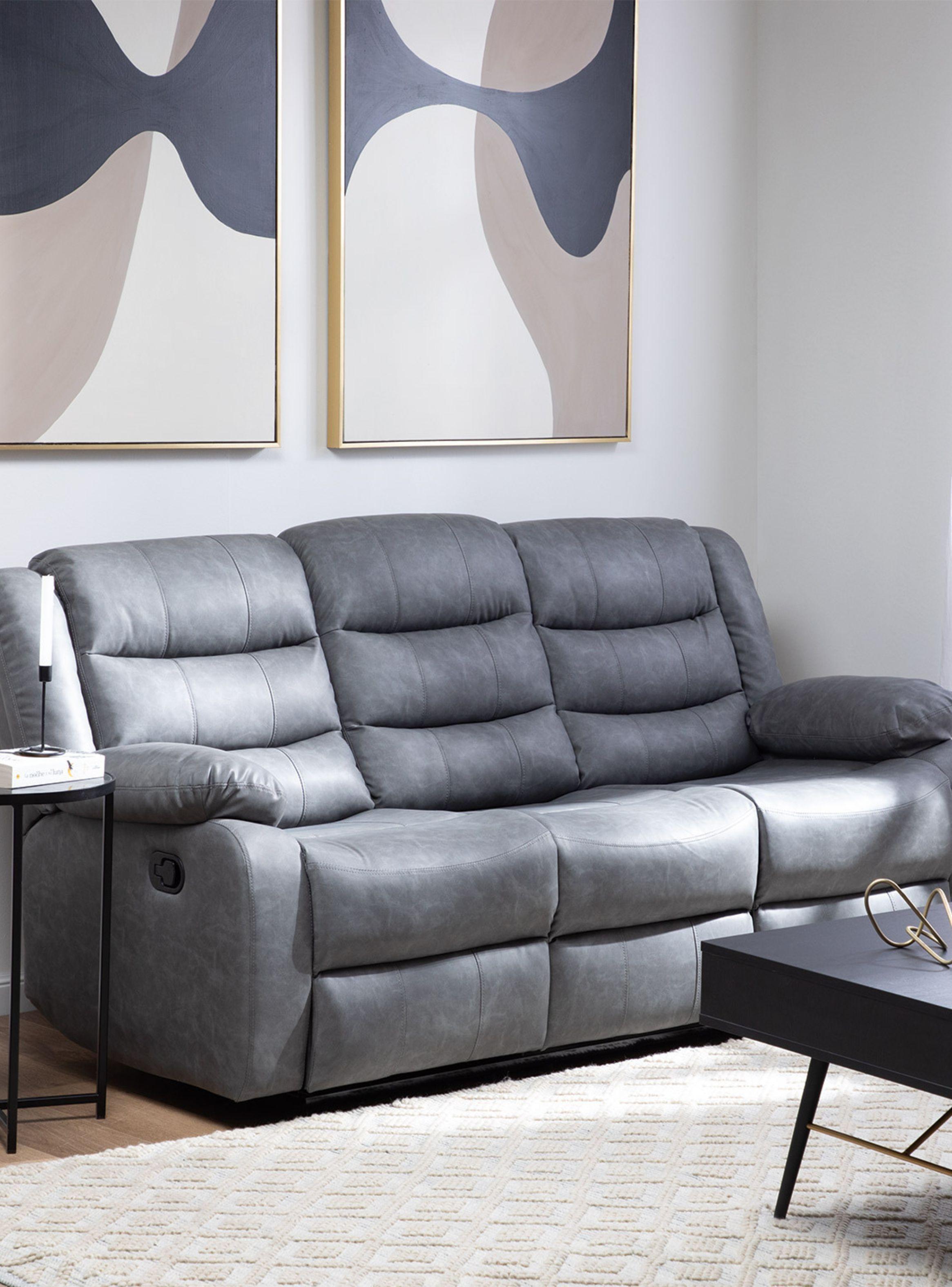 Sofa 3 Cuerpos Reclinable Portavasos Moderno Roma-0