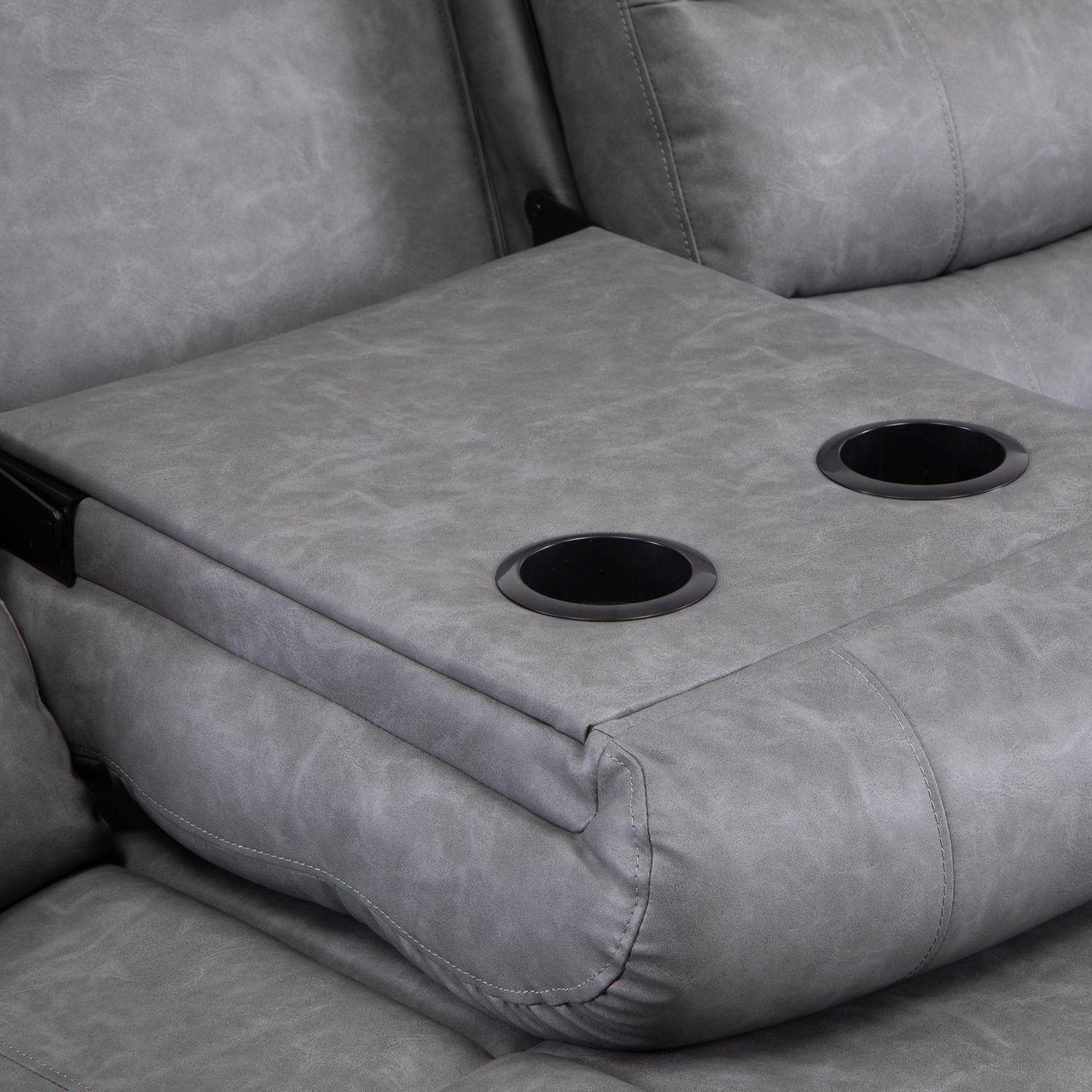 Sofa 3 Cuerpos Reclinable Portavasos Moderno Roma-5