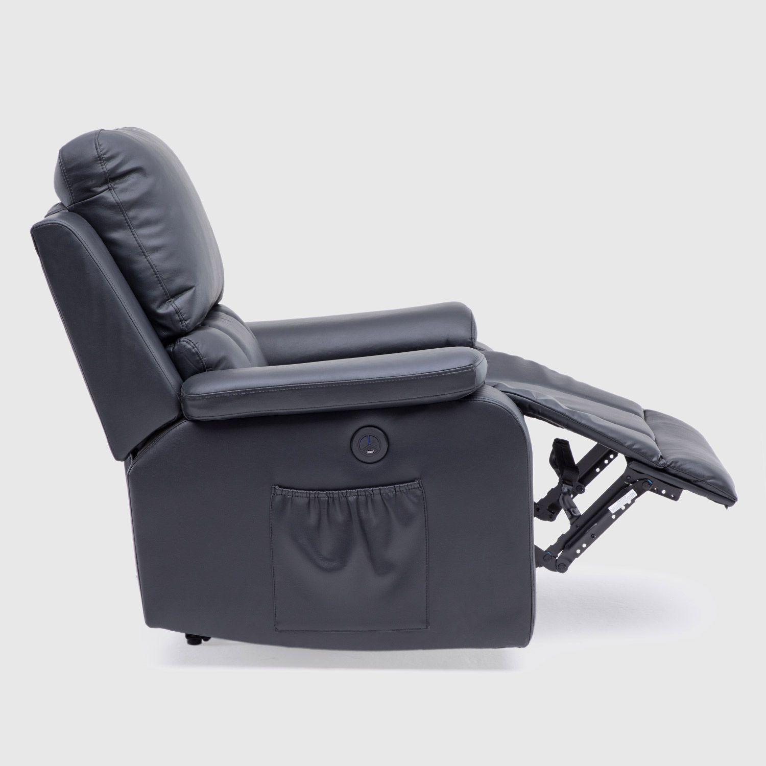 Berger Reclinable Eléctrico Vibromasaje + Control Negro Madrid 8094RPMBK-5