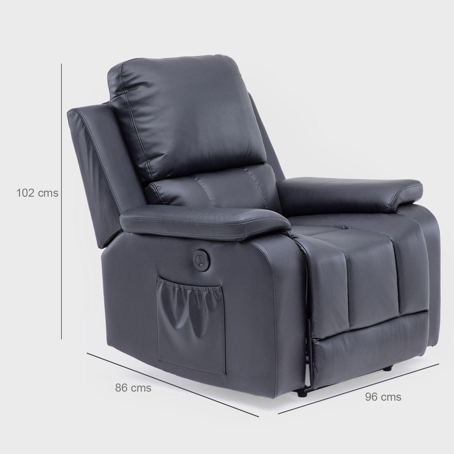 Berger Reclinable Eléctrico Vibromasaje + Control Negro Madrid 8094RPMBK-3