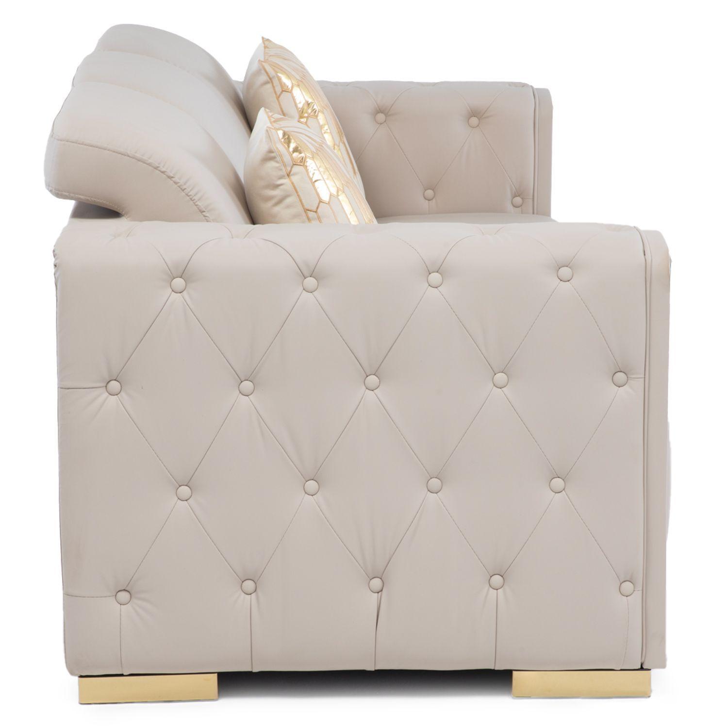 Sofá Elegante 3 Cuerpo Moderno Beige Palermo-3