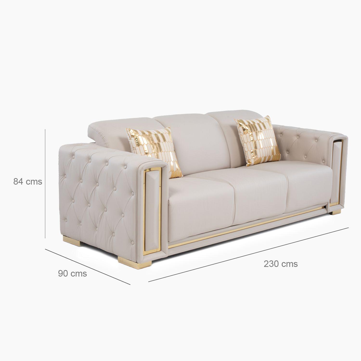 Sofá Elegante 3 Cuerpo Moderno Beige Palermo-6