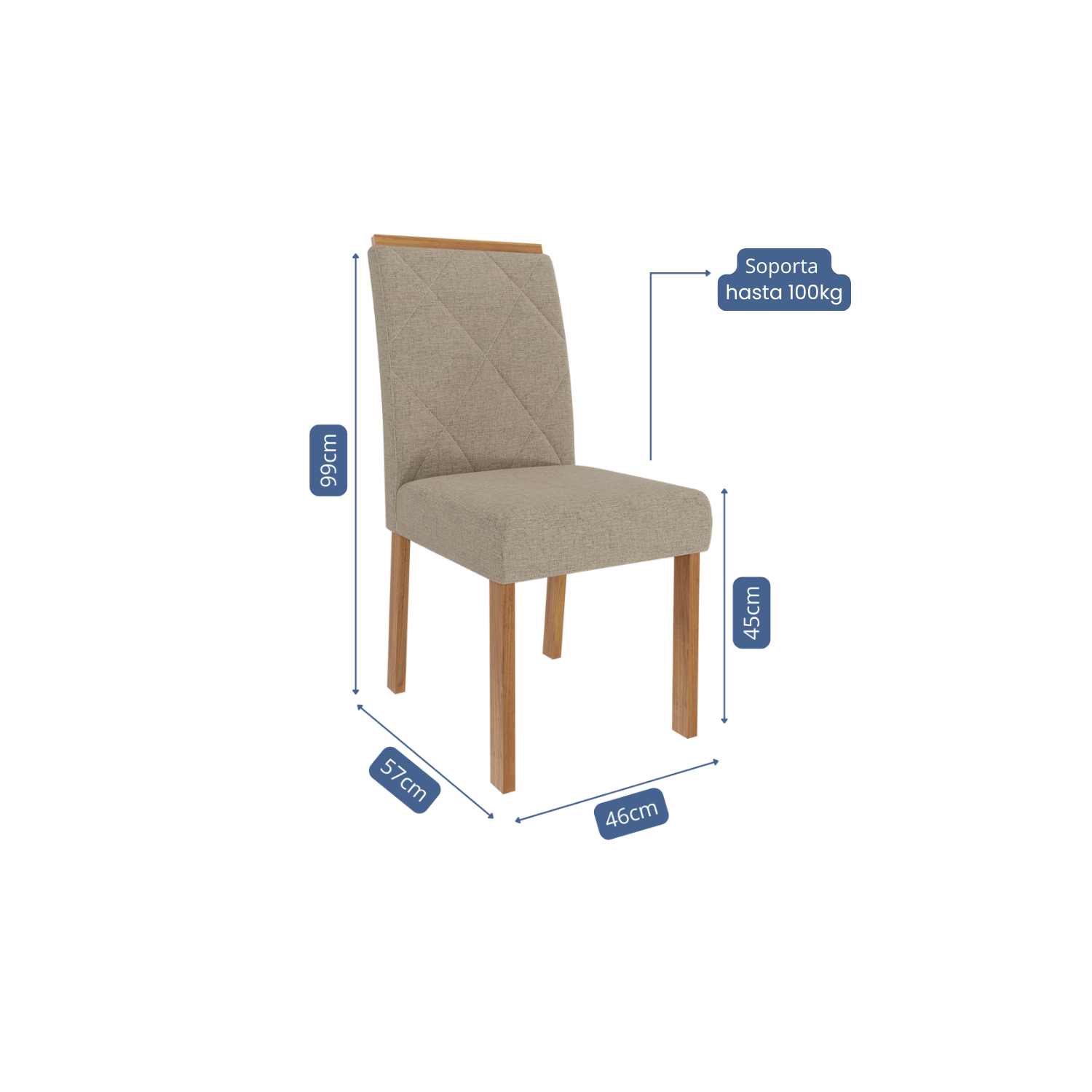 Juego de Comedor Elegante Madera Estela Rectangular 4 sillas-5