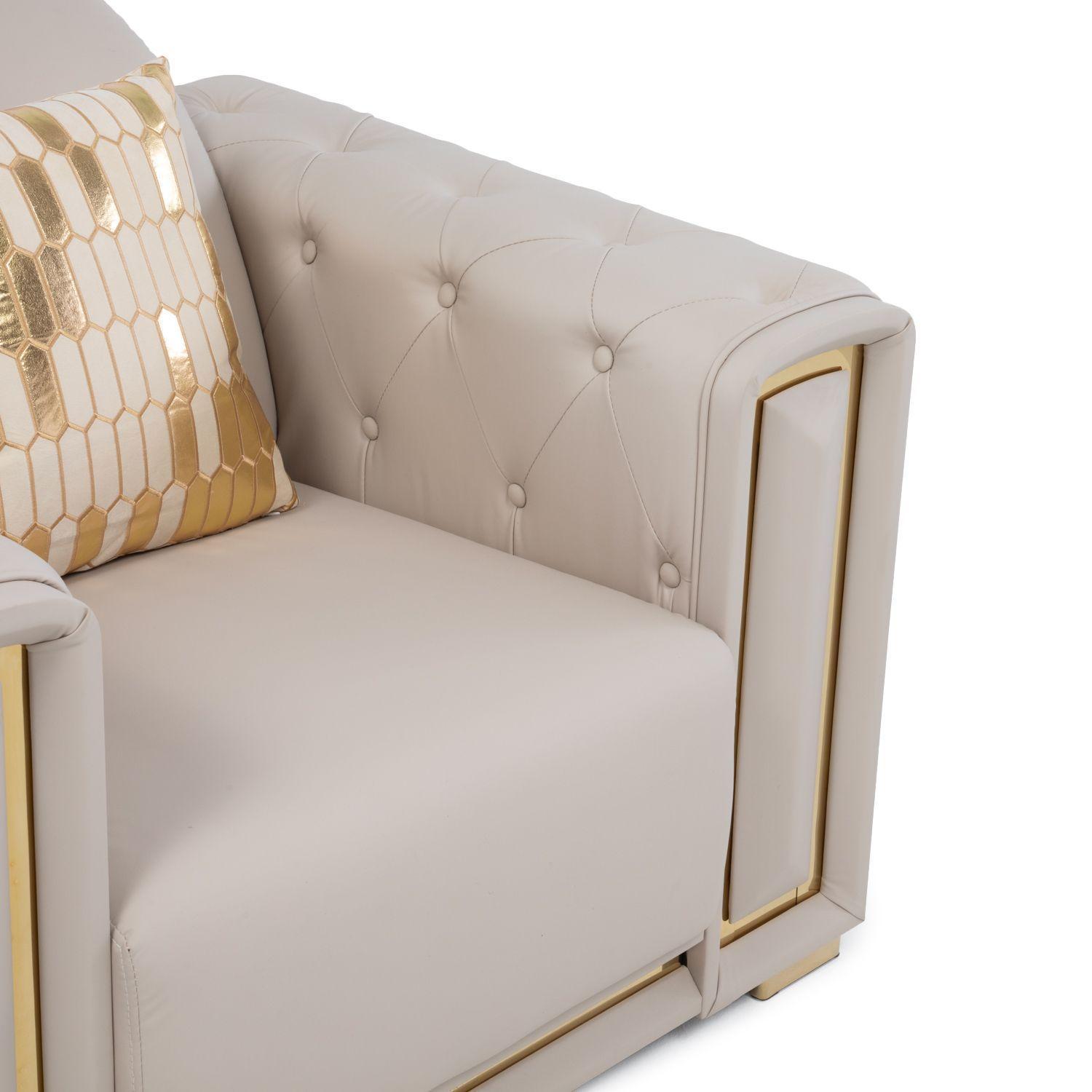 Sillón Elegante 1 Cuerpo Living Moderno Beige Palermo-4