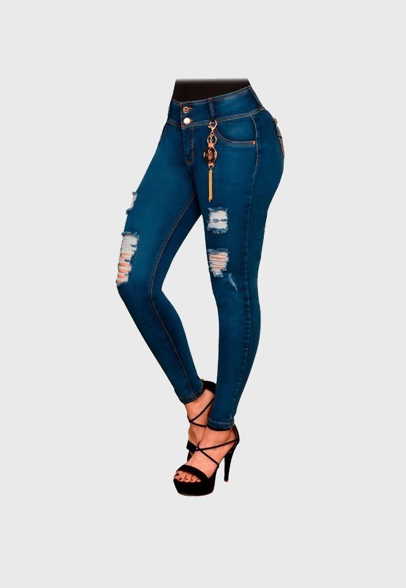 Jeans Mujer Levanta Cola Efecto Push Up Azúl Oscuro Fascinate 348-0
