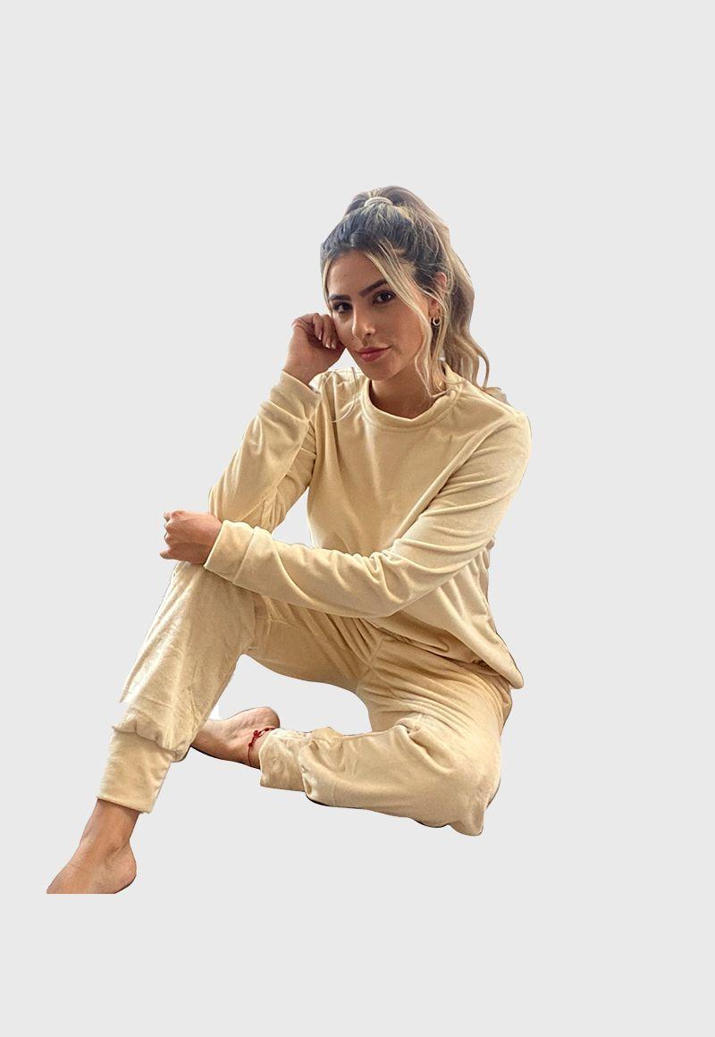 Pijama Invierno Adriana Arango Pantalon Largo Marfil INV19-0