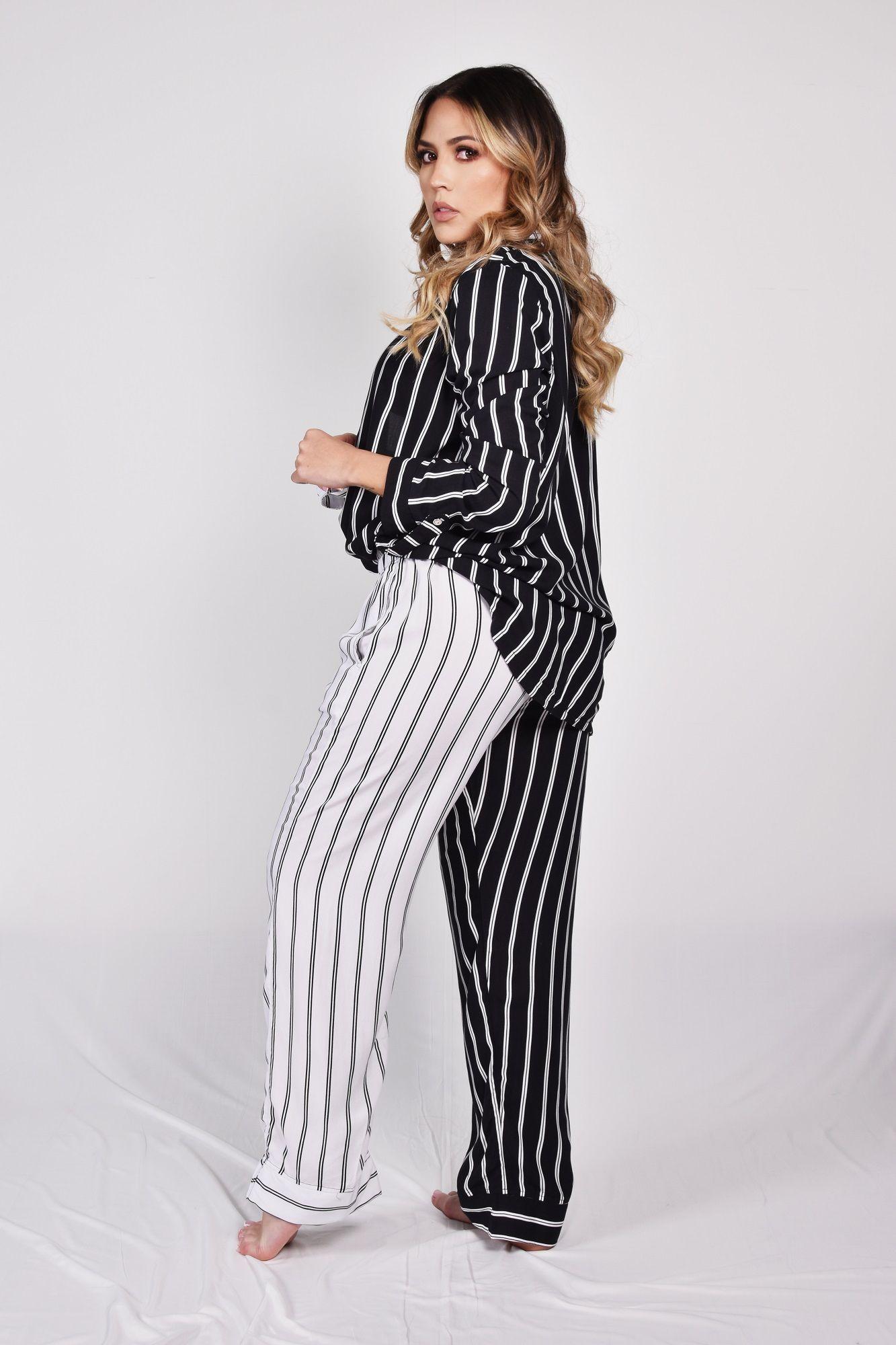 Pijama Tres Piezas Estampado Lineas 8888-1