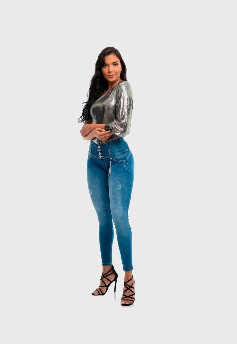 Jeans Mujer Levanta Cola Azul Claro Fascinate-0