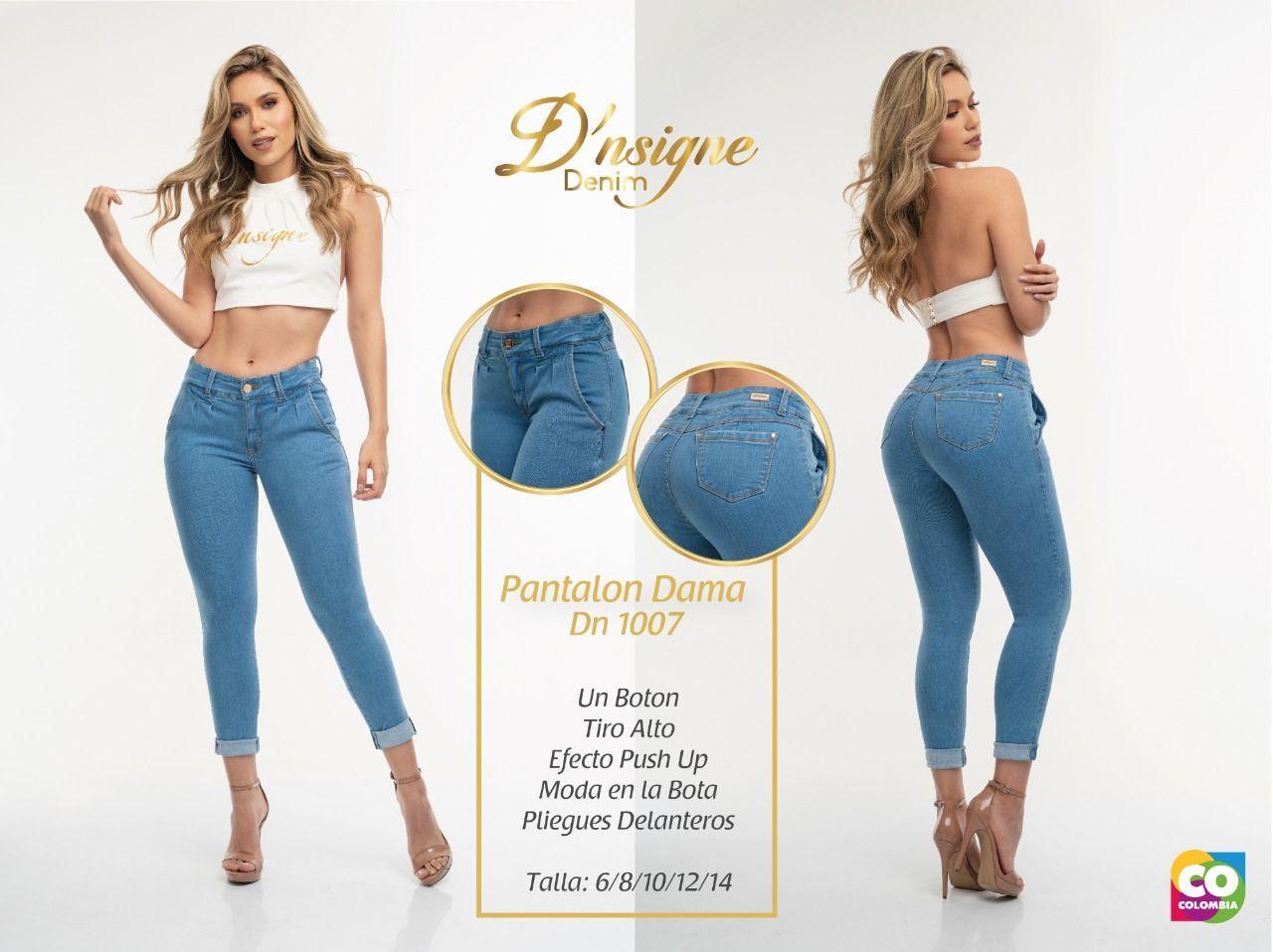 Jeans Mujer Levanta Cola Azul Noche Lisos Fascinate 11067-0