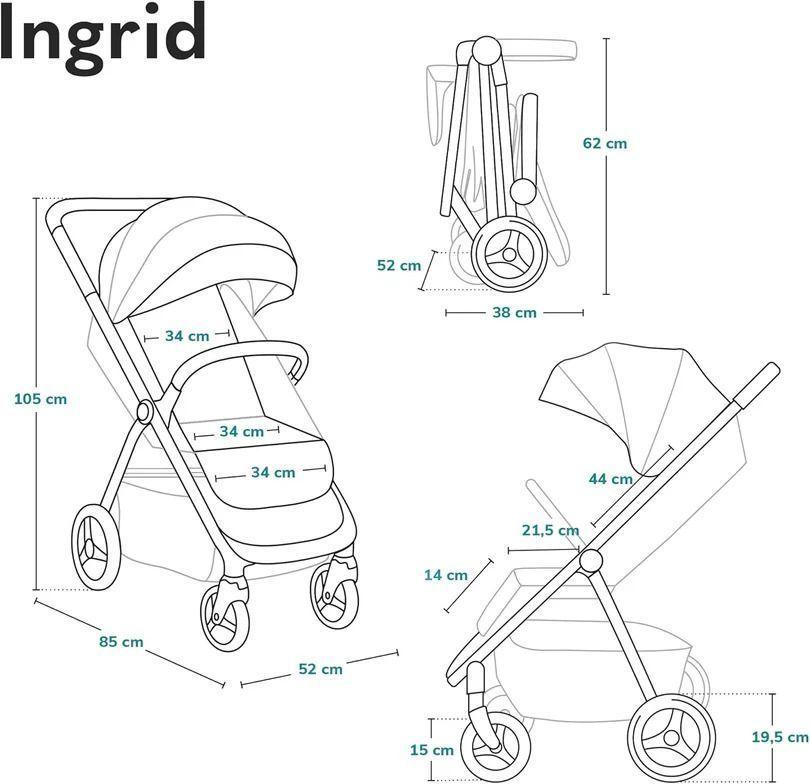 Coche de Paseo Ingrid Plegable Autom tico con Capota XXL UPF50-3