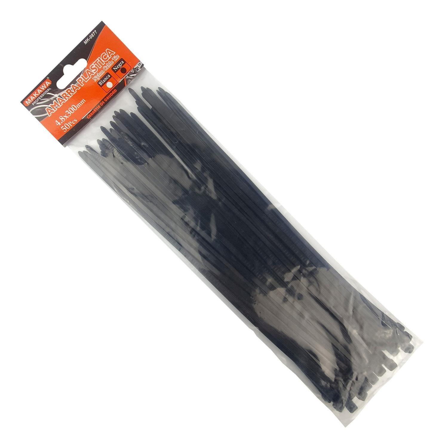 Amarras Plastica Negro 30 Cm 50 Pzas Makawa-1