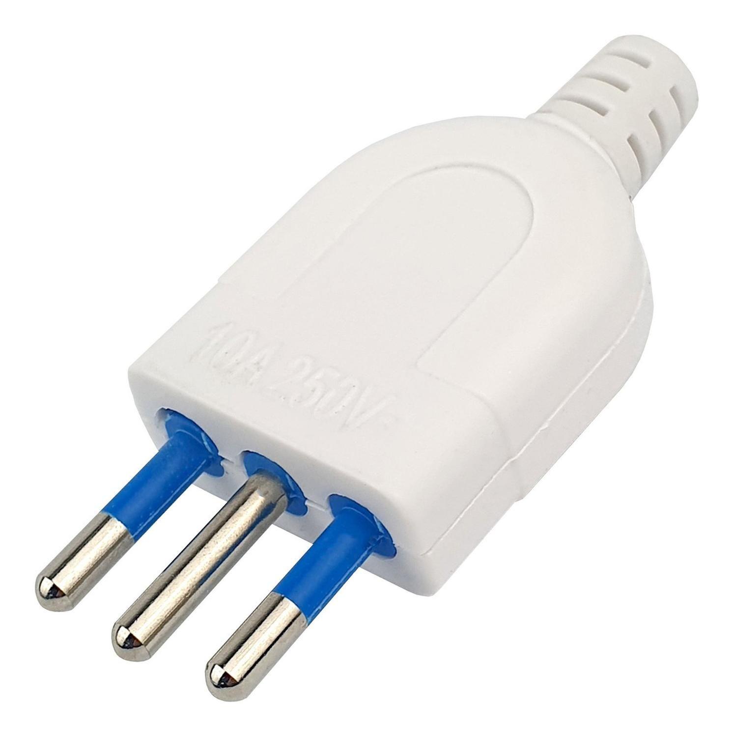 Enchufe Macho 10 Amp 3 Polos Blanco Adattatore-1