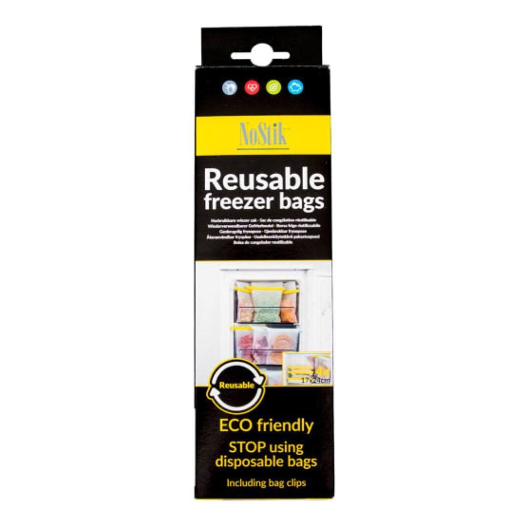 Set 4 Bolsas para congelar alimentos "Reusable freezer bags" NoStik-2