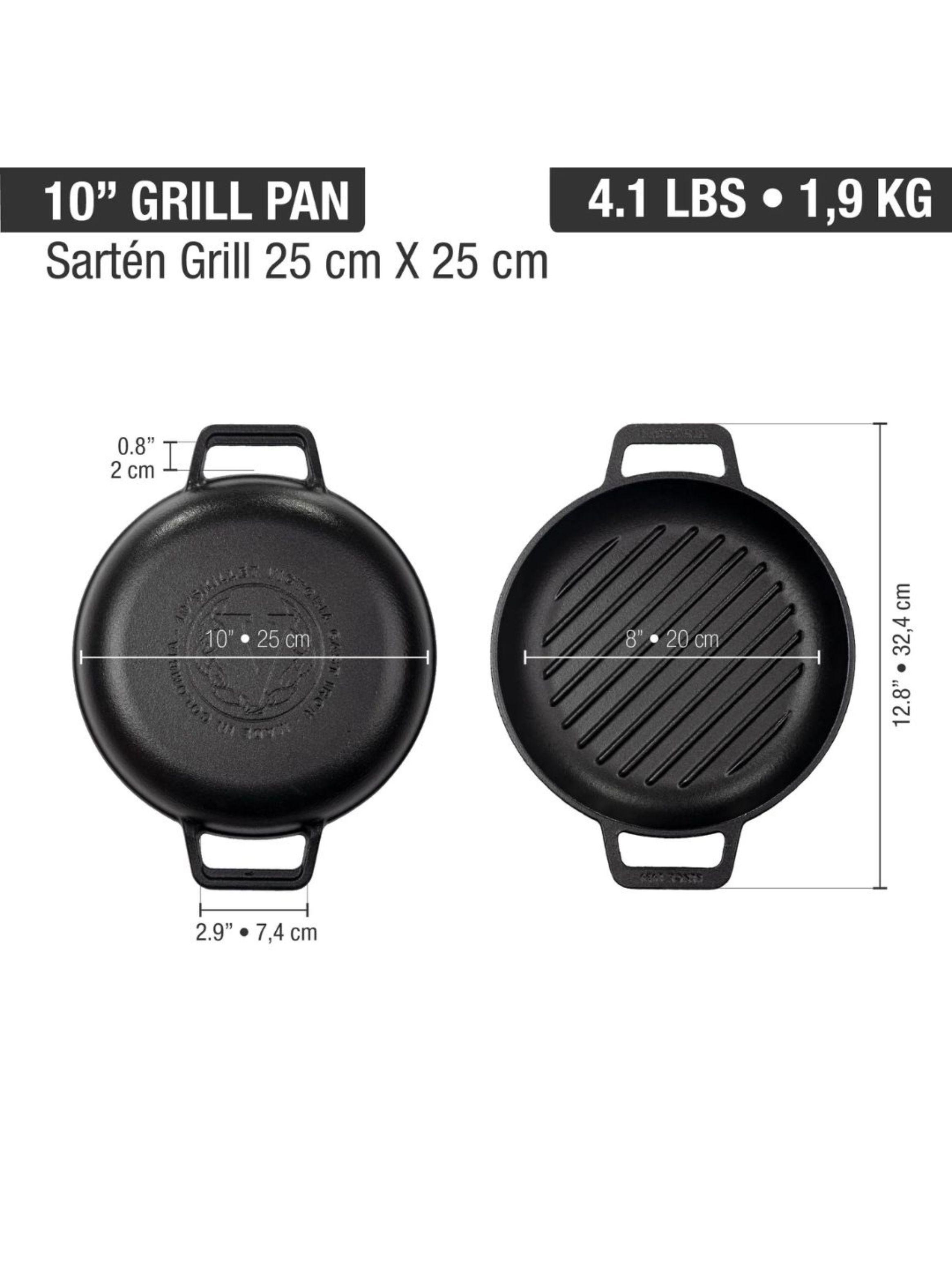 Sartén Victoria Redondo Grill 25 cm Hierro Fundido Precurado-3