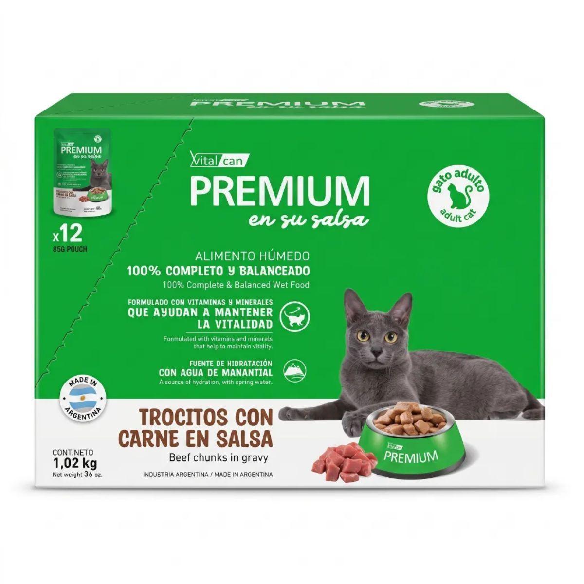 Vitalcan Premium Gato Adulto Trocitos en Salsa Pack 12 x 85g-0