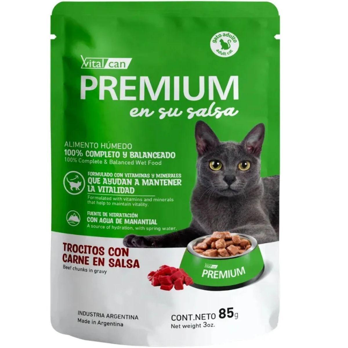 Vitalcan Premium Gato Adulto Trocitos en Salsa Pack 12 x 85g-1