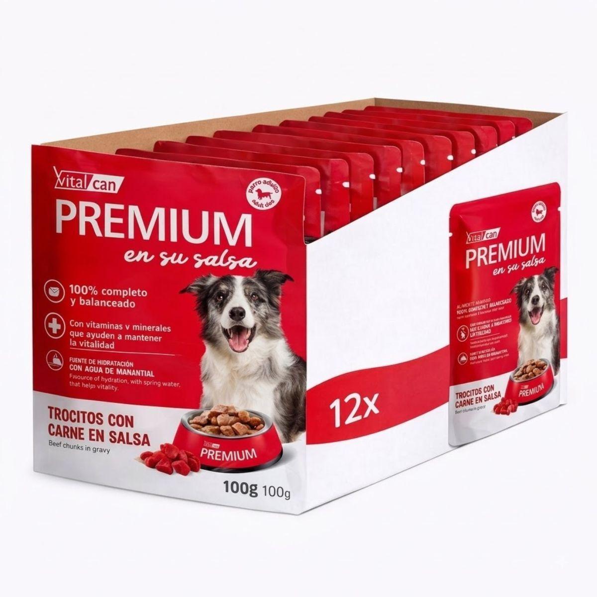 Vitalcan Premium Perro Adulto Trocitos con Carne Pack 12 x 100g-0
