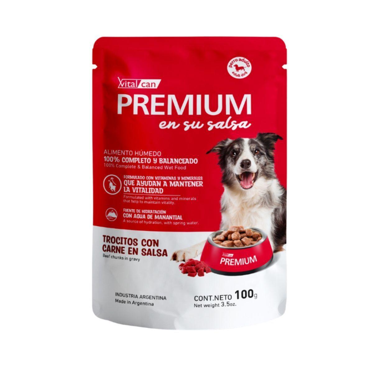 Vitalcan Premium Perro Adulto Trocitos con Carne Pack 12 x 100g-1