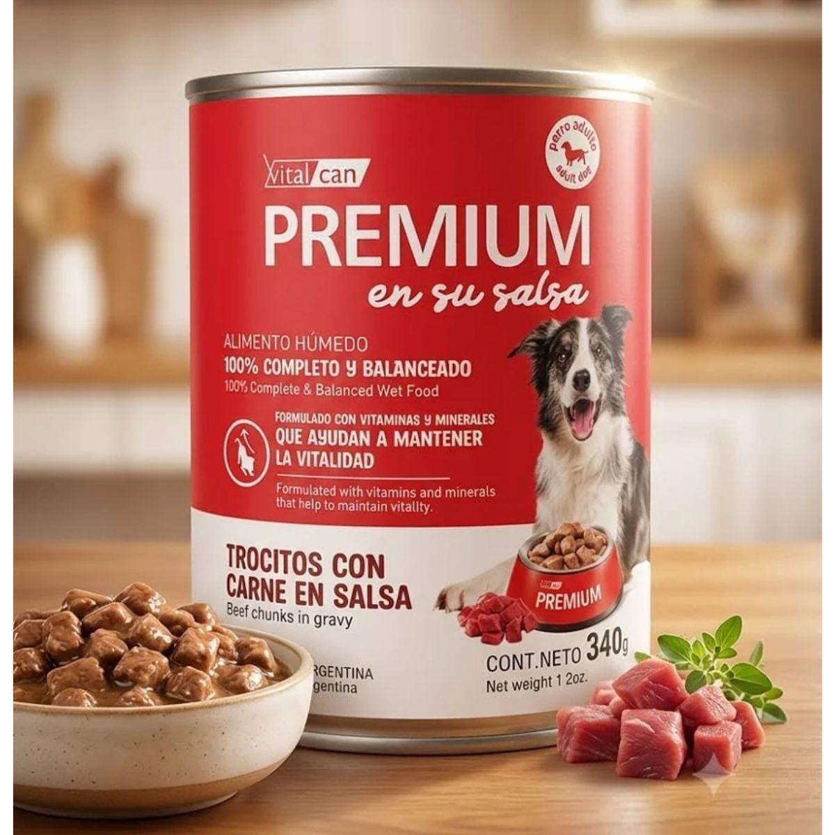 Pack 6 latas comida húmeda Perro Adulto Vitalcan Premium En Su Salsa Lata 340g-0