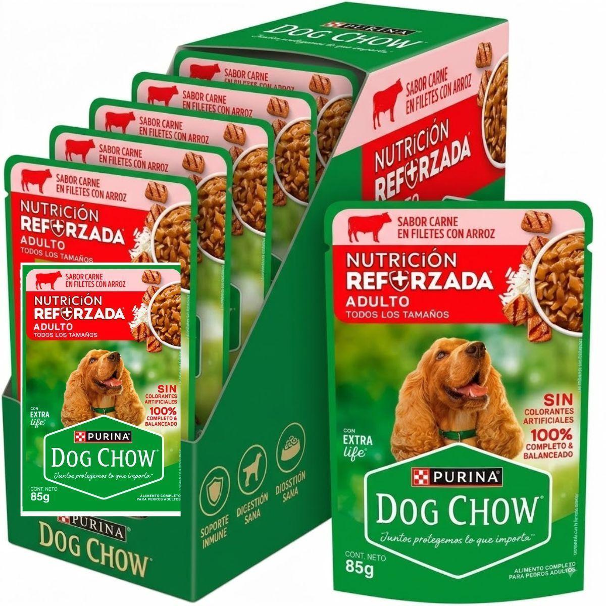 Alimento Húmedo Perro Adulto Dog Chow Carne y Arroz 85g Pack 15 Unidades-1