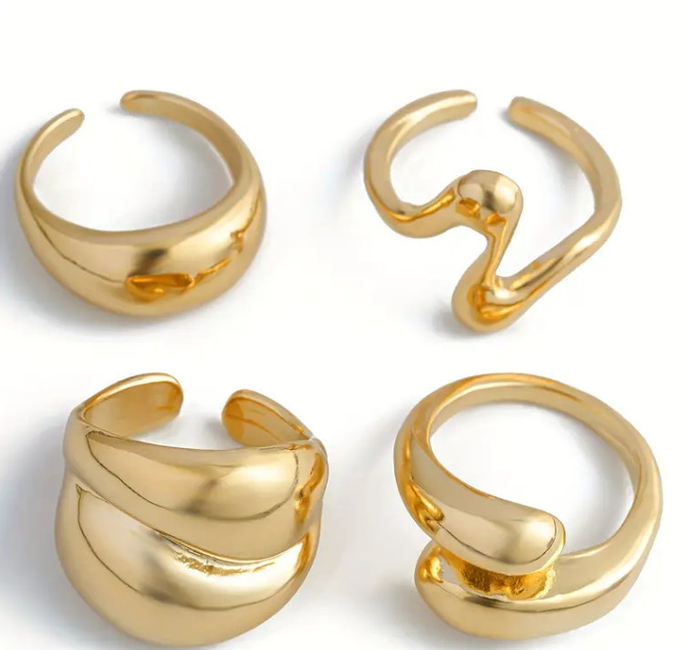 Set Anillos Boho anillos en baño de oro-2