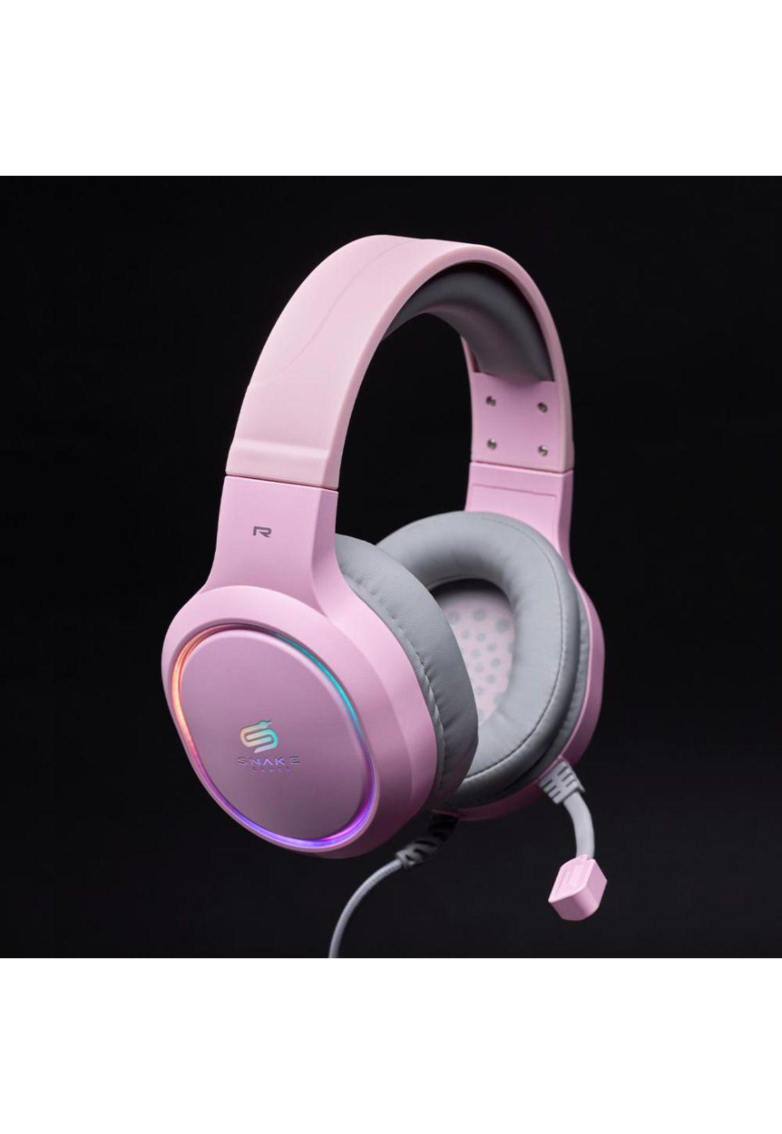 Audifonos Snake Gamer NJ340 Pink RGB PS4 PC Android 3.5 mm-1