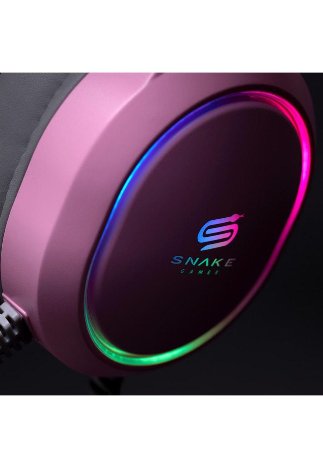 Audifonos Snake Gamer NJ340 Pink RGB PS4 PC Android 3.5 mm-2