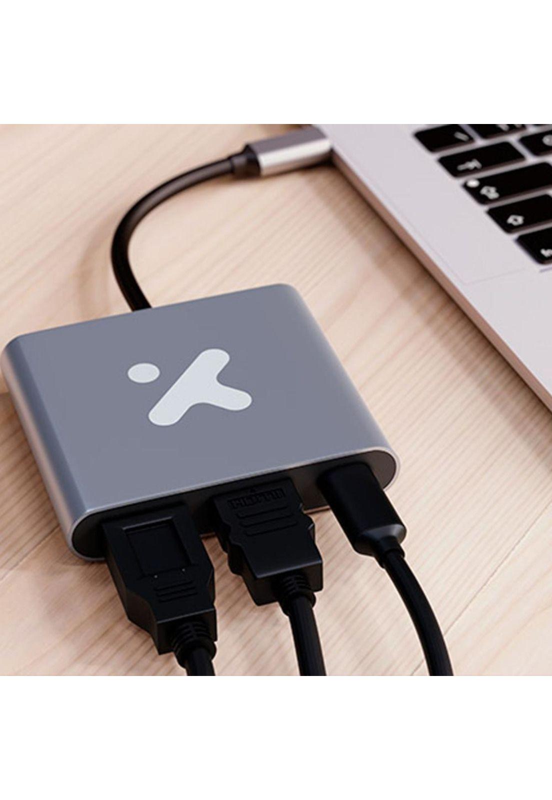 Adaptador USB-C 3 en 1 Xtech XTC-566 HDMI + USB-3
