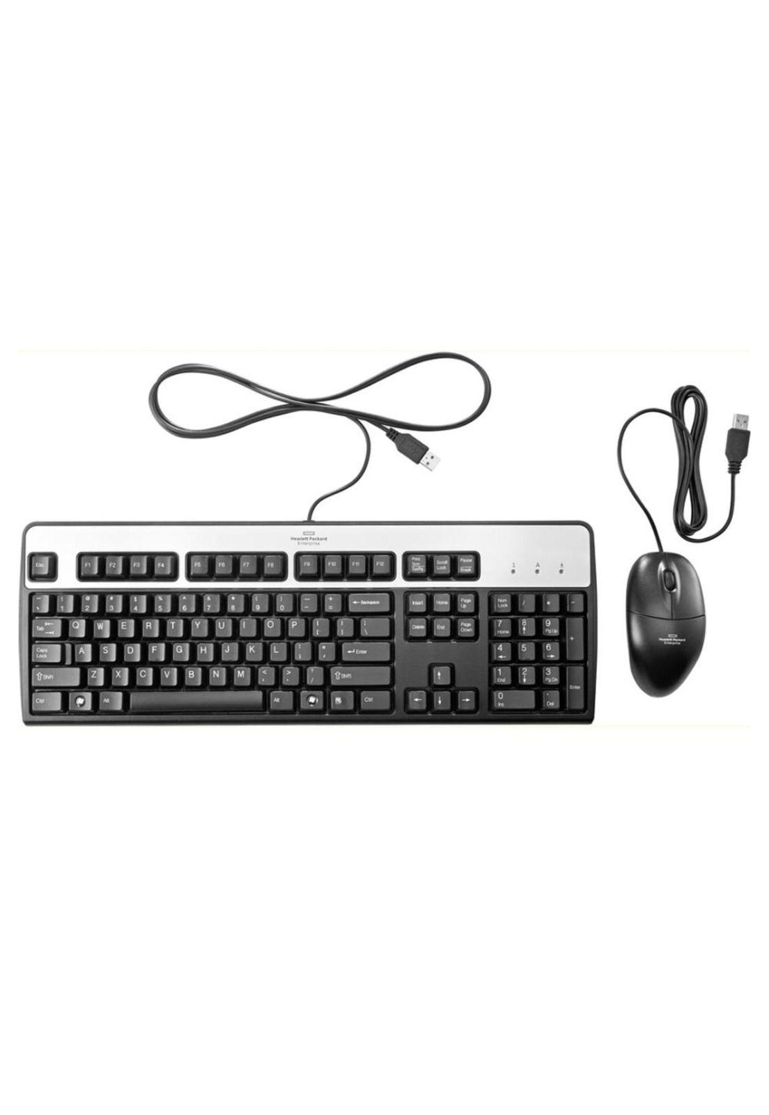 Kit Teclado Mouse Alámbrico HP 631341-B21  Inglés USB Negro-0