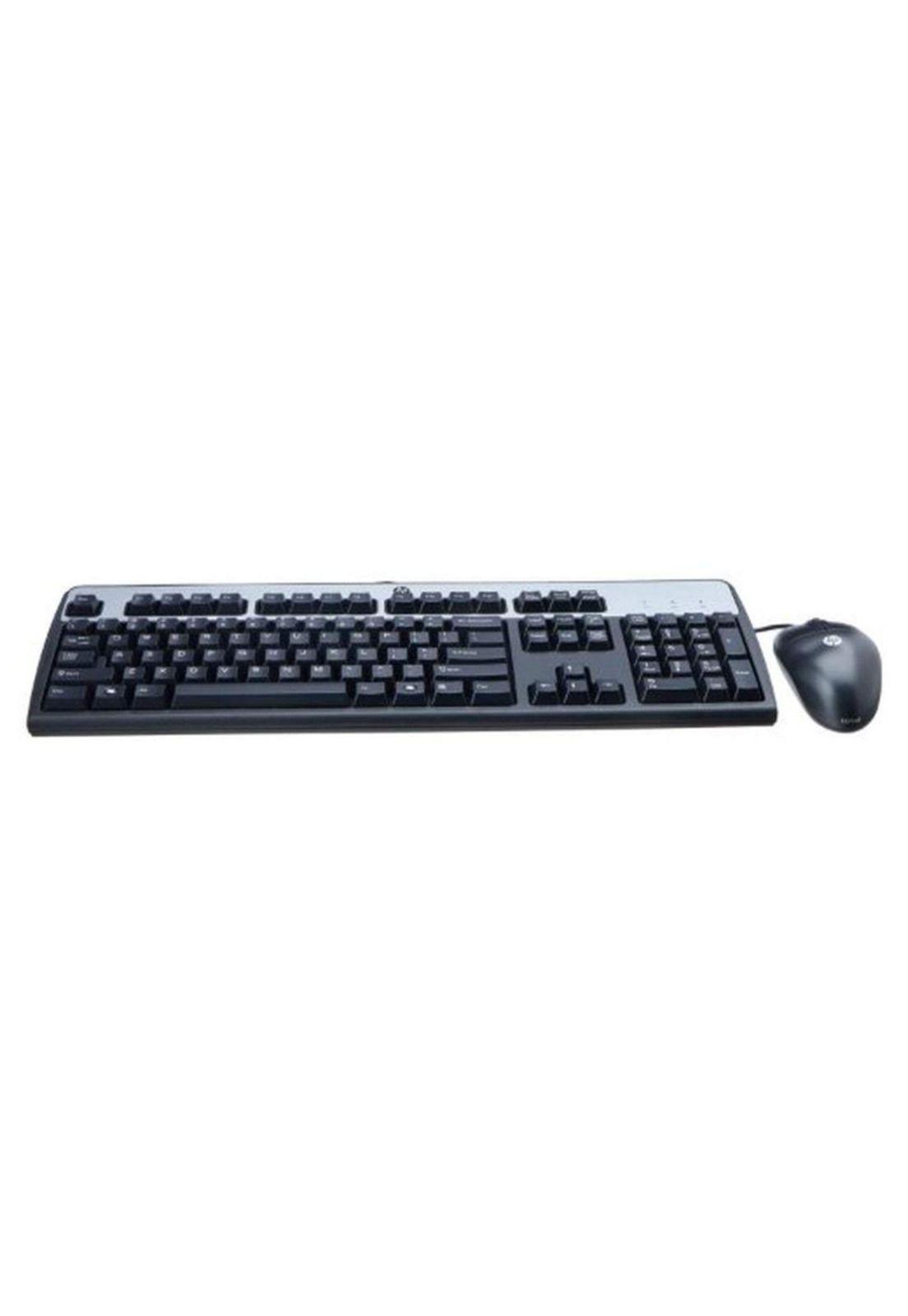 Kit Teclado Mouse Alámbrico HP 631341-B21  Inglés USB Negro-1