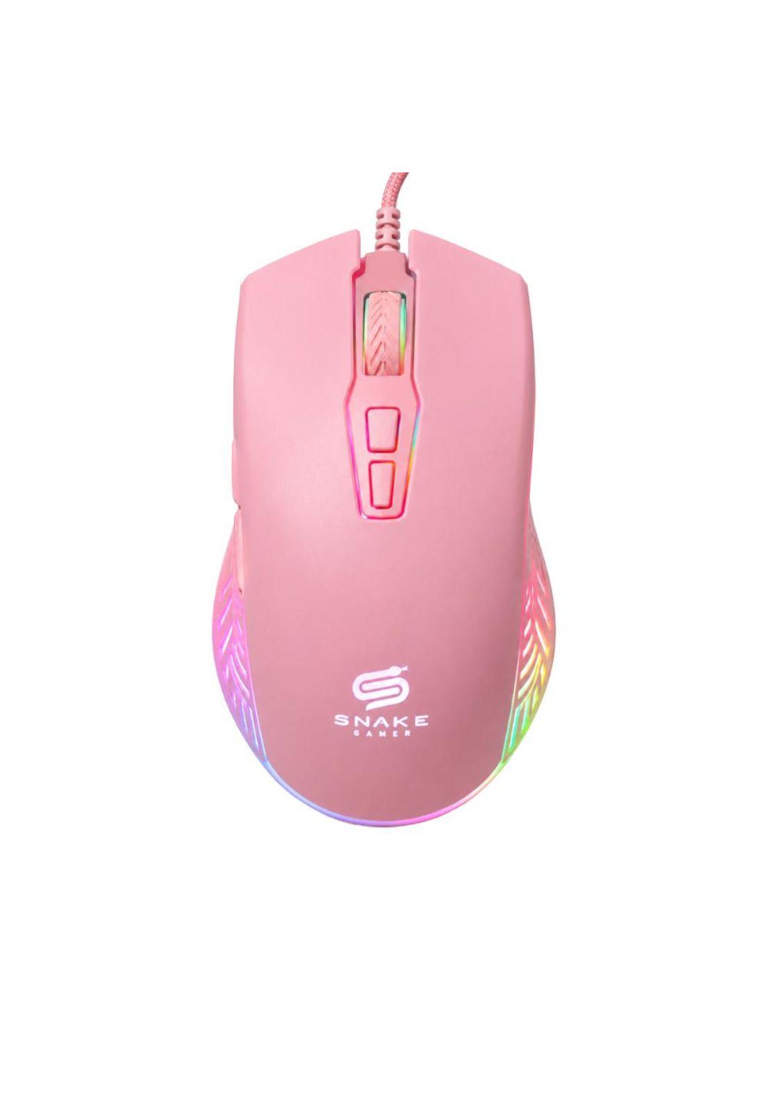 Combo Snake Gamer Soporte Audífonos RGB  Mouse 6400 DPI Rosa-2