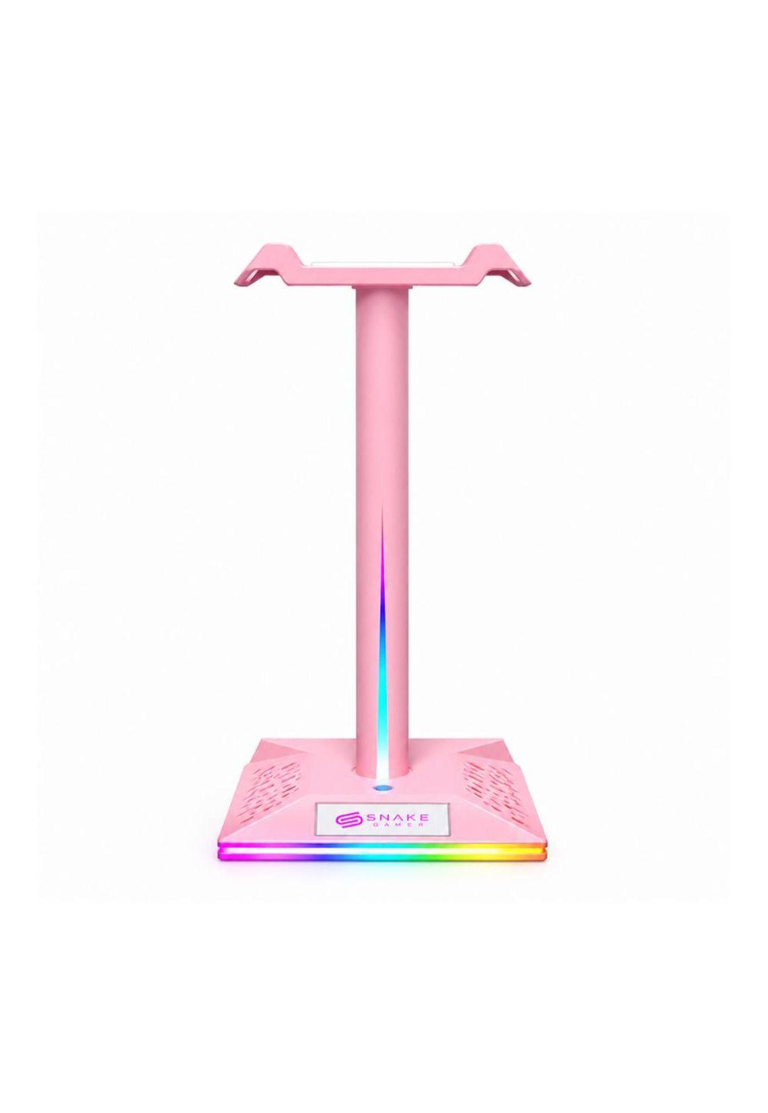 Combo Snake Gamer Soporte Audífonos RGB  Mouse 6400 DPI Rosa-3