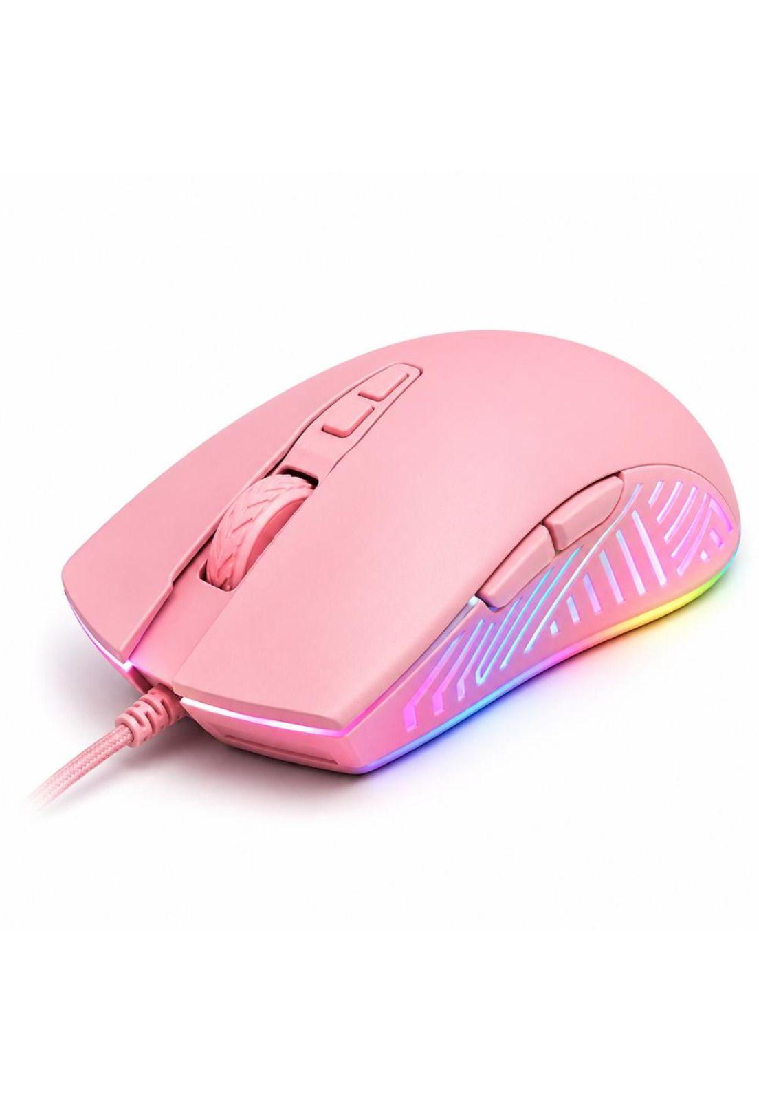 Combo Snake Gamer Soporte Audífonos RGB  Mouse 6400 DPI Rosa-4