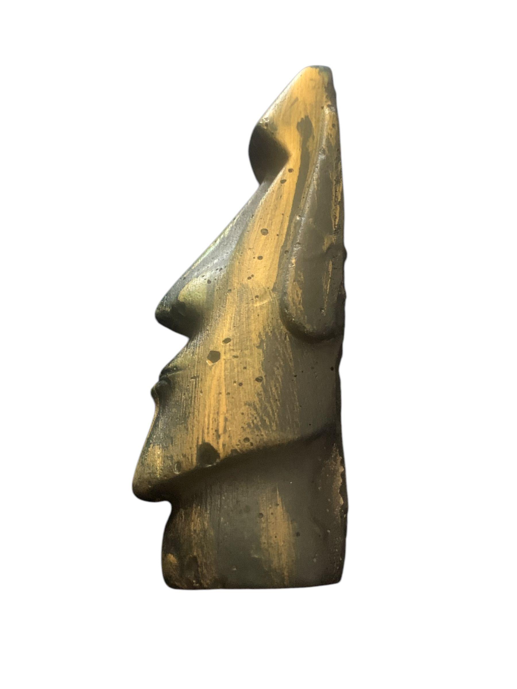 Adorno moái estatua de 15 cm de alto, cemento y acrílico -1