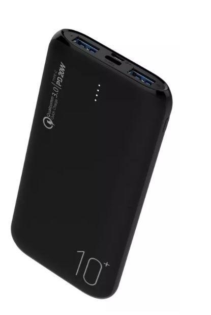 Bateria Externa Dusted PB Slim Carga Rápida PD-QC3.0 de 20W, 10.000 mAh, Negro-0