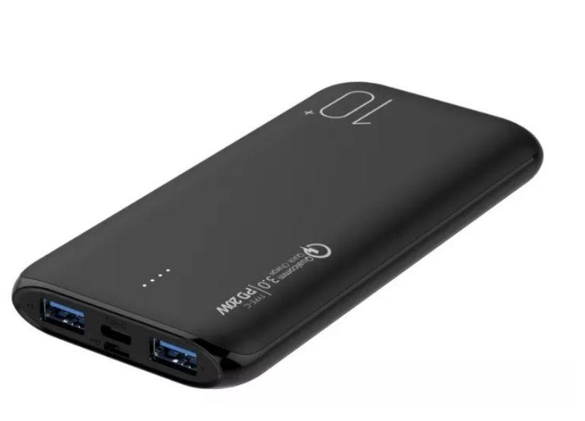 Bateria Externa Dusted PB Slim Carga Rápida PD-QC3.0 de 20W, 10.000 mAh, Negro-1