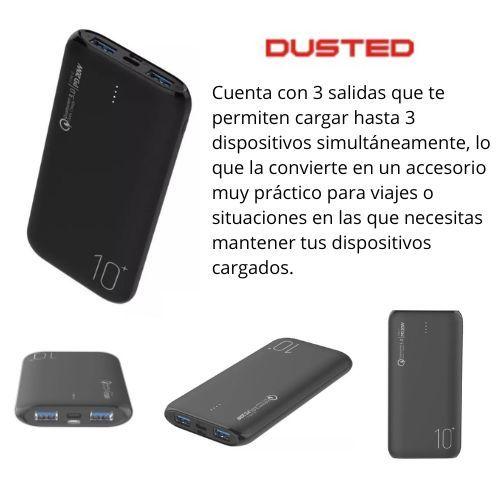 Bateria Externa Dusted PB Slim Carga Rápida PD-QC3.0 de 20W, 10.000 mAh, Negro-2