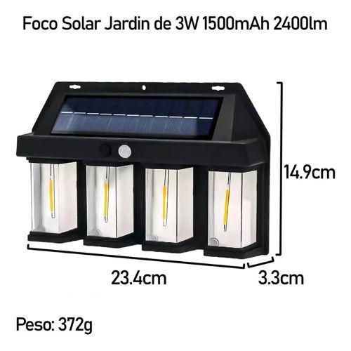 Lampara Solar De Pared 4 Focos + Sensor Movimiento Luz Cálida Exterior-6