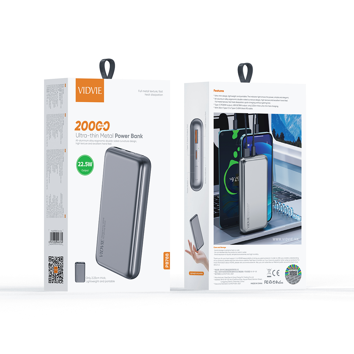 Powerbank Portátil Vidvie 20000mah Pb788-1