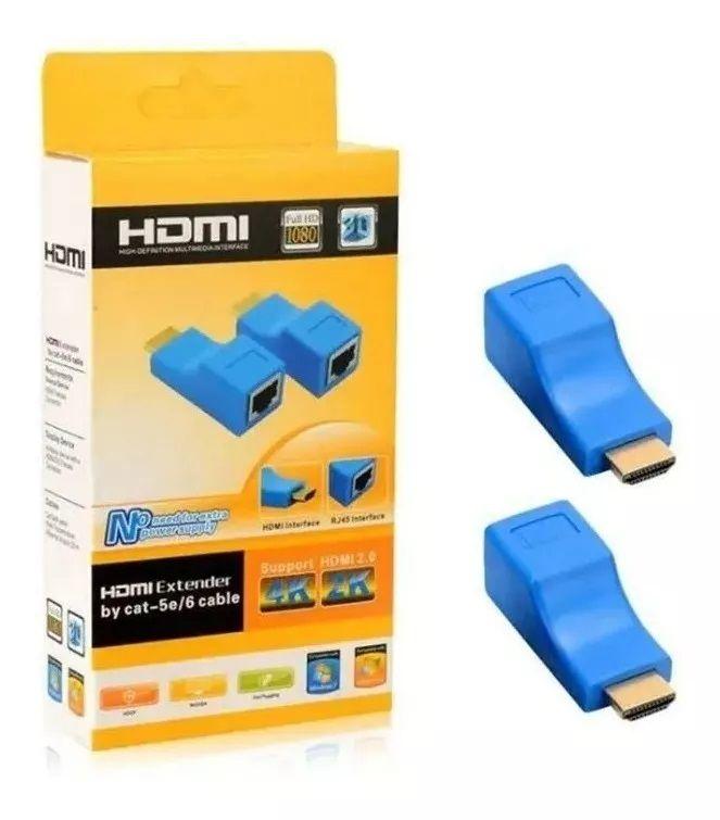 Adaptador Extensor Hdmi 30m Sobre Cat 5e6 Utp Red Rj45-1
