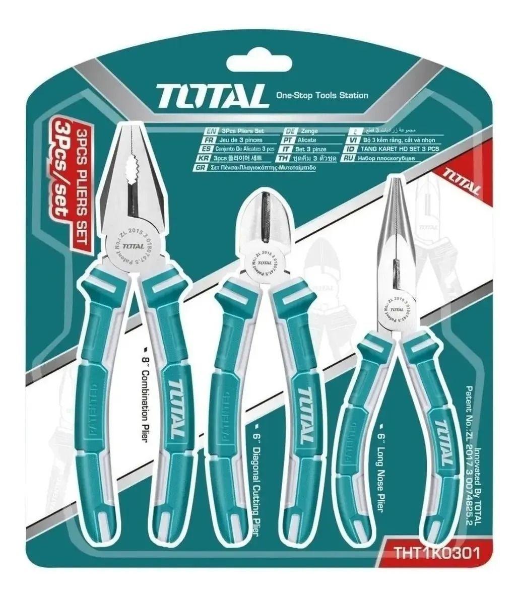 Set De 3 Alicates Universal Combinado Total Tools Tht1k0301-0