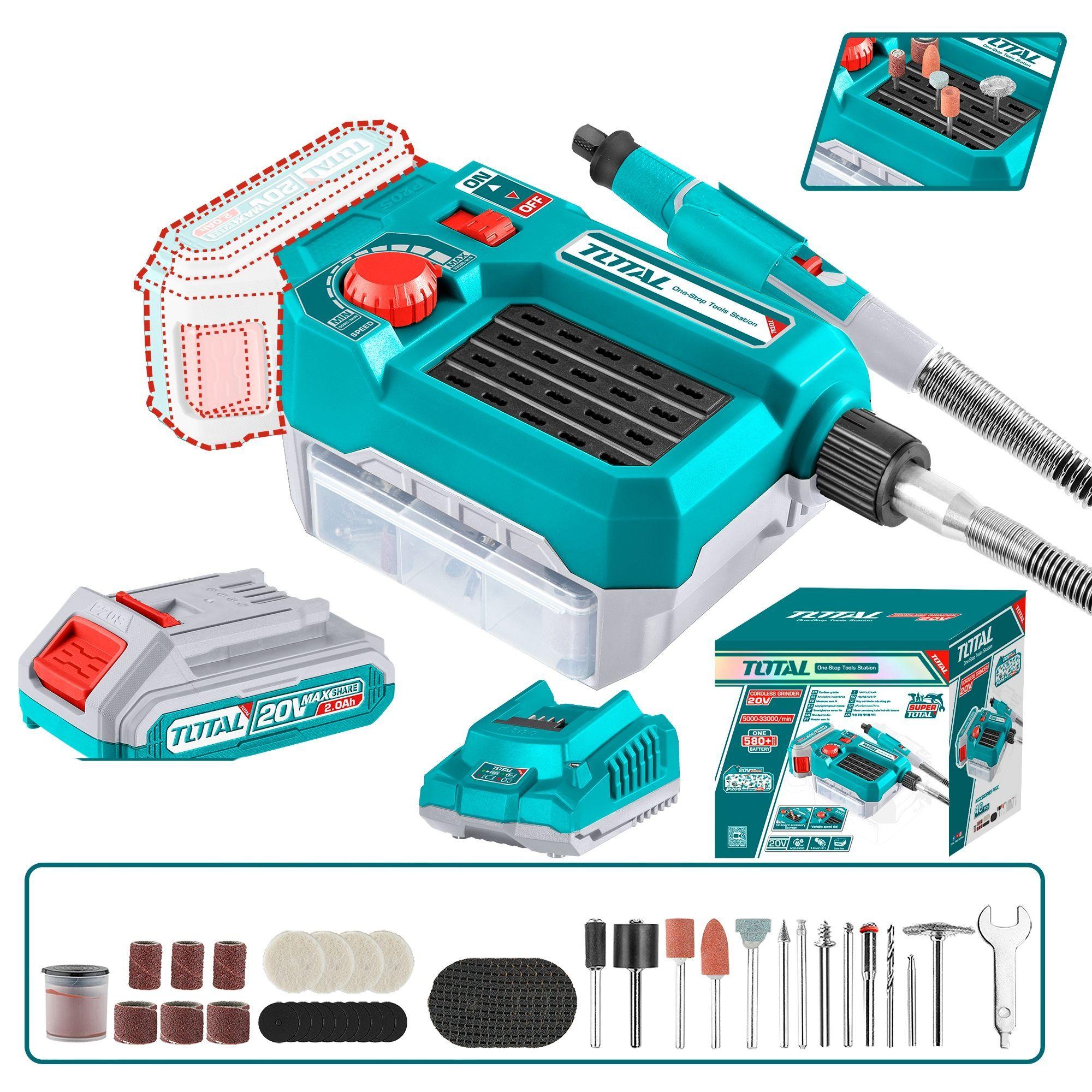 Herramienta Multiuso Inalambrico 20V + 40 Accesorios Total-0