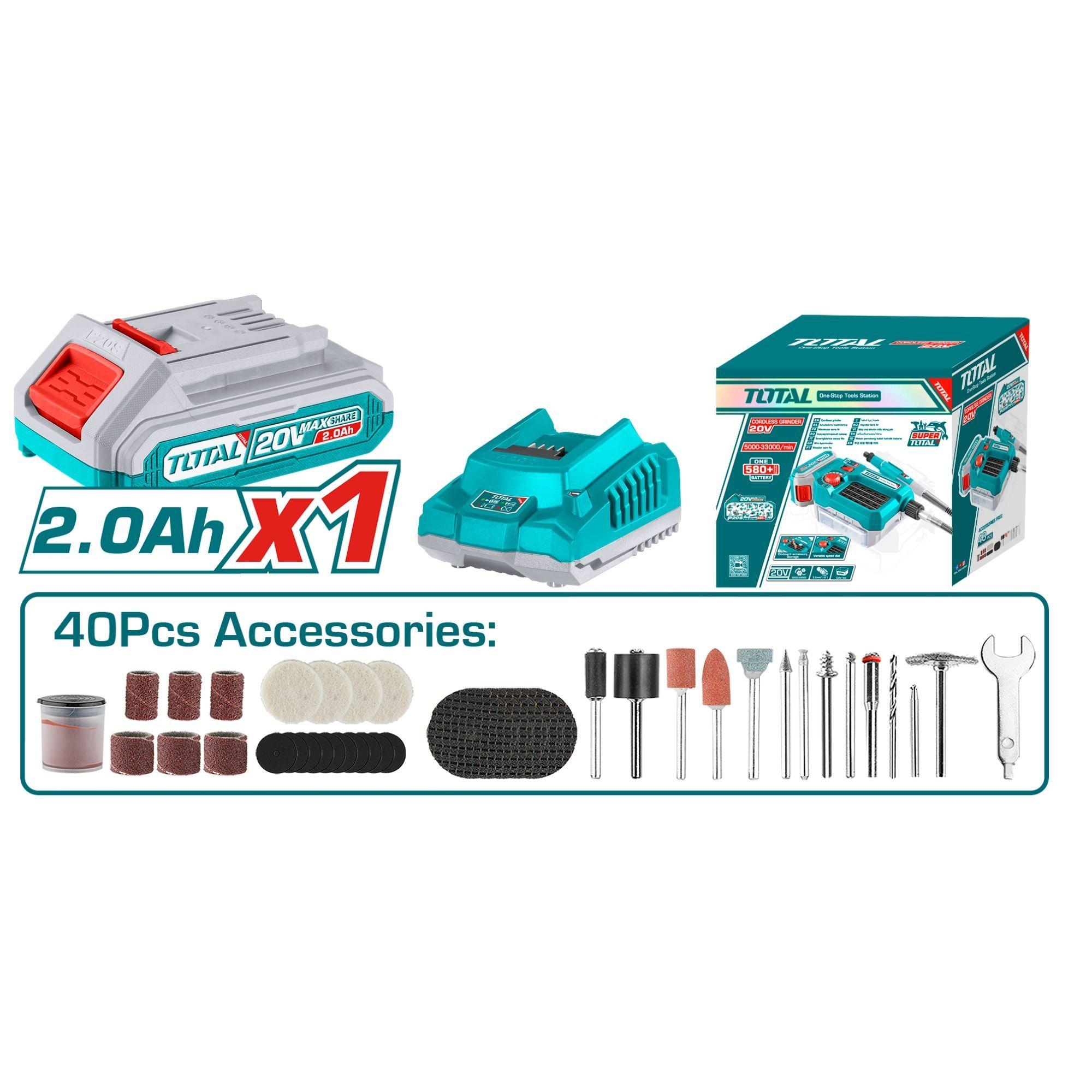 Herramienta Multiuso Inalambrico 20V + 40 Accesorios Total-3