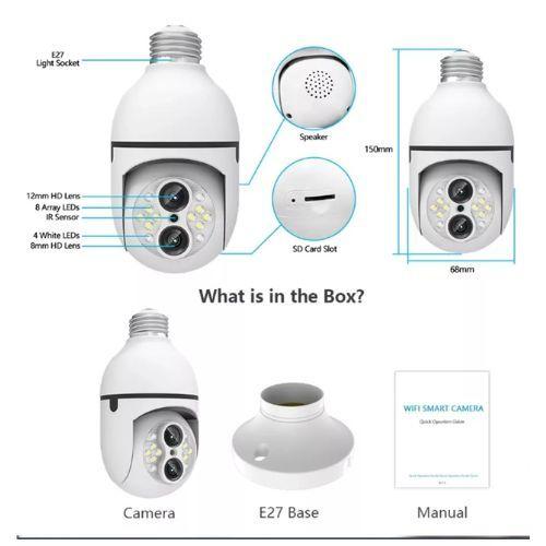 Cámara Inteligente de Seguridad Jortan Forma de Ampolleta 2 Lentes 5G-4